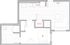 Chic apartment floor plan with a spacious bedroom, modern kitchen, cozy living room, and a bathroom. Includes in-unit washer/dryer for convenience.