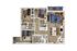 Elegant open-concept floor plan featuring 3 bedrooms, modern kitchen with island, cozy living room, and spacious balcony.