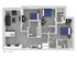 Modern 2D floor plan of Unit C3 featuring three cozy bedrooms, spacious open-concept living room, sleek kitchen with bar seating, and two well-appointed bathrooms.