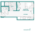 Efficient studio floor plan featuring integrated bedroom and living room, adjacent kitchen, and convenient bath, 309 square feet.