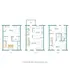 Modern three-level floor plan with 4 bedrooms, including a bonus room and utility closet on the first level, open kitchen and living area with deck on the second level, and additional bedrooms with ensuite baths on the third level.