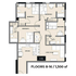 Modern floor plan showcasing 4 spacious bedrooms, elegant living room, and a well-appointed kitchen, spanning 1,300 sq ft on floors 8-16.