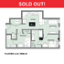 Modern floor plan of B1 layout, featuring a spacious kitchen, vibrant living room, and two cozy bedrooms across 806 sq ft on floors 4-6.