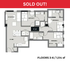Elegant floor plan showcasing a spacious layout with three bedrooms, two bathrooms, and an inviting open-concept living area, spanning 1,114 square feet on floors 3-6.