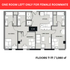 Modern floor plan featuring three bedrooms, a well-appointed kitchen, and a cozy living room, perfect for roommates. Spacious design spanning 1,080 sq ft across floors 7-17.