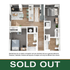 Modern 2D floor plan featuring two bedrooms, a sleek open kitchen, and a cozy living area.