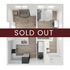 Chic 3D floor plan featuring a cozy bedroom, inviting living area, and modern kitchen with an elegant layout, now sold out.