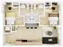 Contemporary 2D floor plan featuring two cozy bedrooms, a shared bathroom, and an open-concept living area with modern kitchen design. Ideal for comfort and style.