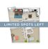 Modern 3D floor plan showcasing a 2-bedroom apartment with an open-plan living area, stylish kitchen, and cozy lounge. Limited spots available.