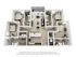 Modern 3D floor plan showcasing three cozy bedrooms, a stylish open-concept kitchen with island seating, a welcoming living area, and two sleek bathrooms.