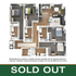 Contemporary 3-bedroom floor plan with spacious living area, modern kitchen, and two elegant bathrooms, highlighting functional and stylish design.