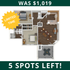 Charming 2D floor plan showcasing a modern apartment with two bedrooms, an inviting living area, and a sleek kitchen. Limited time offer with only 5 spots left at $1,019.