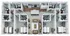 Modern 3D floor plan showcasing a luxurious apartment layout with three bedrooms, three bathrooms, and an open-concept living area featuring a stylish kitchen island. Includes convenient in-unit washer and dryer.