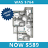 Modern 3D floor plan featuring 3 spacious bedrooms, a sleek kitchen, and an inviting living area, now at a special price of $589 for a limited time.