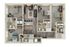 Contemporary 3-bedroom apartment floor plan featuring an open-concept kitchen and living area, three elegant bathrooms, and a cozy central living space.