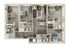 Modern 3-bedroom apartment floor plan with sleek open kitchen, cozy living room, and three spacious bathrooms.