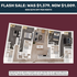 Modern floor plan showcasing four stylish bedrooms, an inviting open-concept living space, and a contemporary kitchen. Limited time flash sale offers significant savings per month.
