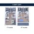 Modern 2-story apartment floor plan with spacious living and dining area on the 1st floor, and 2 cozy bedrooms with a recreational room on the 2nd floor.