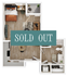Chic open-concept floor plan with a cozy bedroom, modern kitchen, stylish living area, and private balcony. Sold Out.