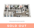 Modern apartment floor plan showcasing 4 bedrooms, spacious living area, stylish kitchen, and four bathrooms.