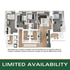 Contemporary 3D apartment floor plan showcasing 3 spacious bedrooms, an elegant open-concept living room, and a modern kitchen with island seating. Includes dual bathroom layout and cozy workspaces. Limited availability.