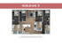 Modern floor plan of a spacious apartment featuring four bedrooms, two bathrooms, and an open living area. Includes a sleek kitchen with a central island and in-unit washer and dryer. Stylish design with ample room for comfortable living.
