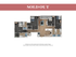Sophisticated 3D floor plan with four spacious bedrooms, modern kitchen, and elegant living spaces, ideal for stylish living.