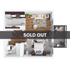 Modern 1-bedroom apartment floor plan with open living area, sleek kitchen, and cozy balcony. Perfect for comfortable urban living.