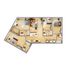 Modern floor plan featuring 3 spacious bedrooms, a large open living area, stylish kitchen with island, and multiple bathrooms, perfect for comfortable living.