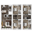 Expansive 3D floor plan of a modern apartment featuring 3 bedrooms, an elegant open kitchen with a breakfast bar, and a cozy living area. Perfect for comfortable and stylish living.