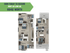 Modern apartment floor plan showcasing three bedrooms, a spacious kitchen, living and dining area, two baths, and a patio. Affordable luxury starting at $849/month.