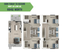 Contemporary floor plan showcasing dual-level design with spacious kitchen, open living/dining area, three cozy bedrooms, and two modern bathrooms. Includes private patio, ideal for affordable living at $849/month.