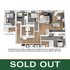 Modern 3-bedroom apartment floor plan with open-concept living and dining area, sleek kitchen, and bright spaces. SOLD OUT.