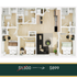 Modern 3-bedroom apartment floor plan with a stylish open-concept living area and kitchen, featuring two bathrooms. Special offer reduced from $1,300 to $899.