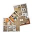 Modern 3D floor plan showcasing 2 bedrooms, inviting living area, sleek kitchen, and 2 stylish bathrooms.