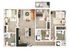 Modern floor plan showcasing 3 bedrooms, a spacious open living area, stylish kitchen, and balcony with seating.