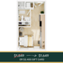 Modern studio apartment floor plan showcasing a cozy bedroom, sleek kitchen, and efficient bathroom layout with special pricing at $1,649 or a $2,400 gift card offer.