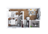 Modern, bright floor plan featuring a spacious bedroom, cozy living area, well-equipped kitchen, and a stylish balcony.