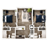 Modern 2D floor plan showcasing two bedrooms, stylish open living space, and contemporary kitchen with two bathrooms.