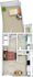 Charming 3D floor plan of a one-bedroom apartment with a cozy living area, modern kitchen, and stylish bathroom.