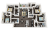 Modern 3D floor plan featuring 3 spacious bedrooms, open living and dining area, sleek kitchen, and multiple bathrooms.