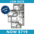 Elegant 2D floor plan highlighting 3 spacious bedrooms, modern kitchen, and open living area, now available for $719. Limited time offer with low rate.