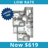 Economical 3-bedroom apartment floor plan offering spacious living room, modern kitchen, and multiple bathrooms at an unbeatable low rate of $619.