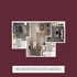 Elegant 2D floor plan showcasing a modern apartment with two bedrooms, an open-concept living room, sleek kitchen, and two stylish bathrooms.