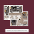 Elegant 3D floor plan showcasing a modern apartment with 3 bedrooms, a cozy living area, and an inviting kitchen and dining space, perfect for family living.