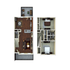 Elegant 2-bedroom apartment floor plan featuring an open-concept kitchen and living area, two bathrooms, and a cozy outdoor patio space.