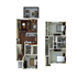 Elegant two-story floor plan showcasing 3 spacious bedrooms, modern open kitchen, cozy living area, and a stylish balcony for outdoor relaxation.