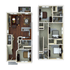 Chic 3D floor plan showcasing a modern duplex apartment with 3 bedrooms, open-concept living and dining areas, elegant kitchen, and balcony, perfect for stylish urban living.