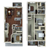 Modern two-story floor plan featuring three spacious bedrooms, an open living and dining area, stylish kitchen, and two elegant bathrooms.