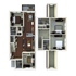 Modern 3D floor plan showcasing 3 bedrooms, spacious kitchen, cozy living room, and private balconies.